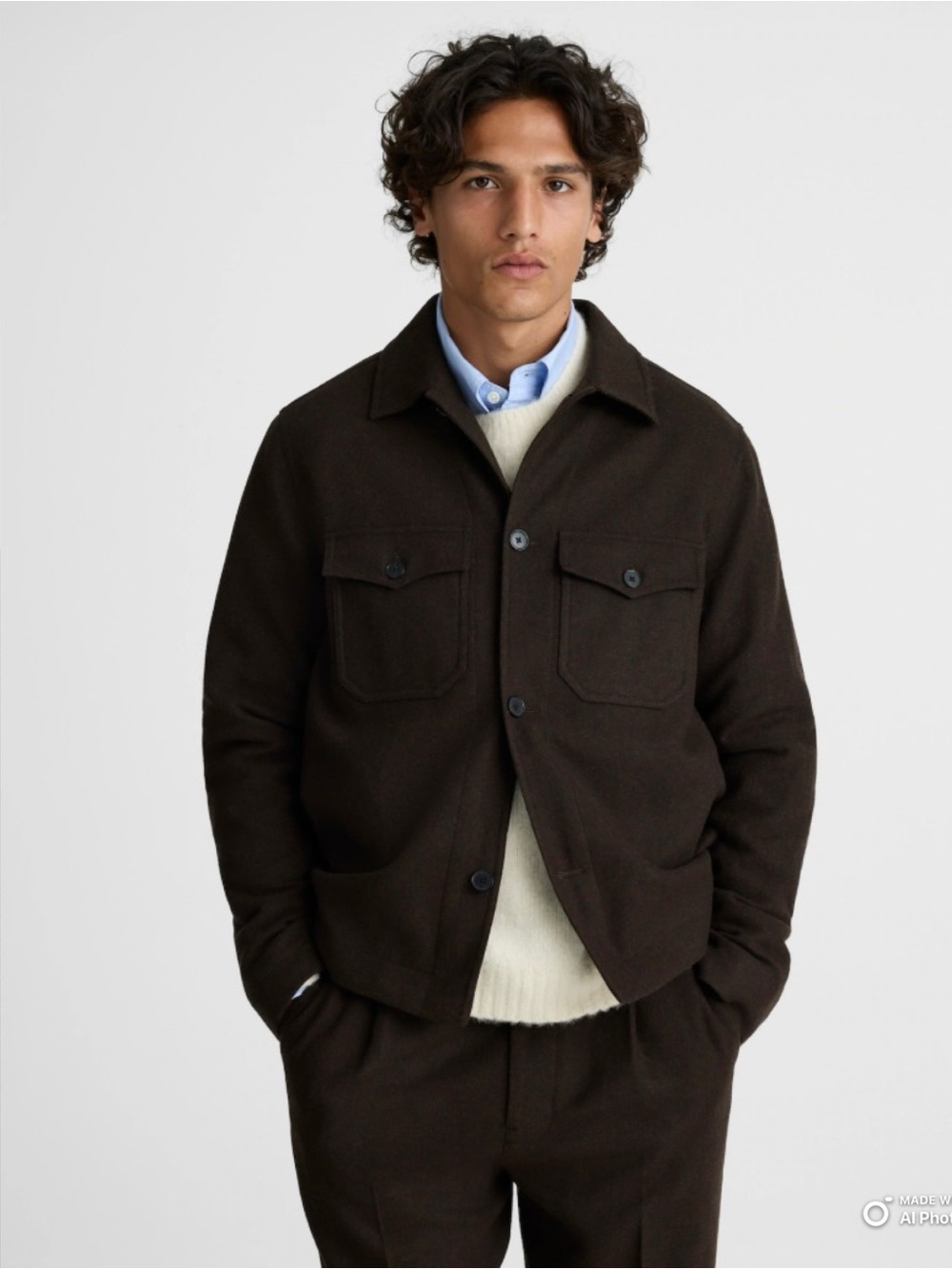 Madewell Chocolate Brown Patch-Pocket Shirt-Jacket in Wool Blend Size Small NWT